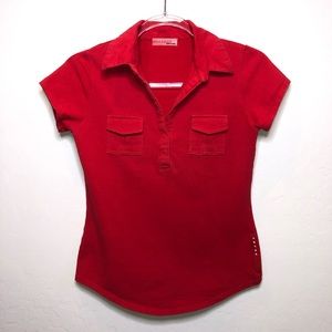 Prada Red Short Sleeve Polo Top C1